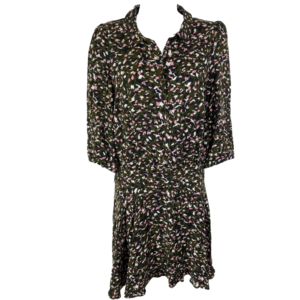 Zadig & Voltaire Raspail Leo Dress 3/4 Sleeve Knee Length Multicolor Camo Sz XS